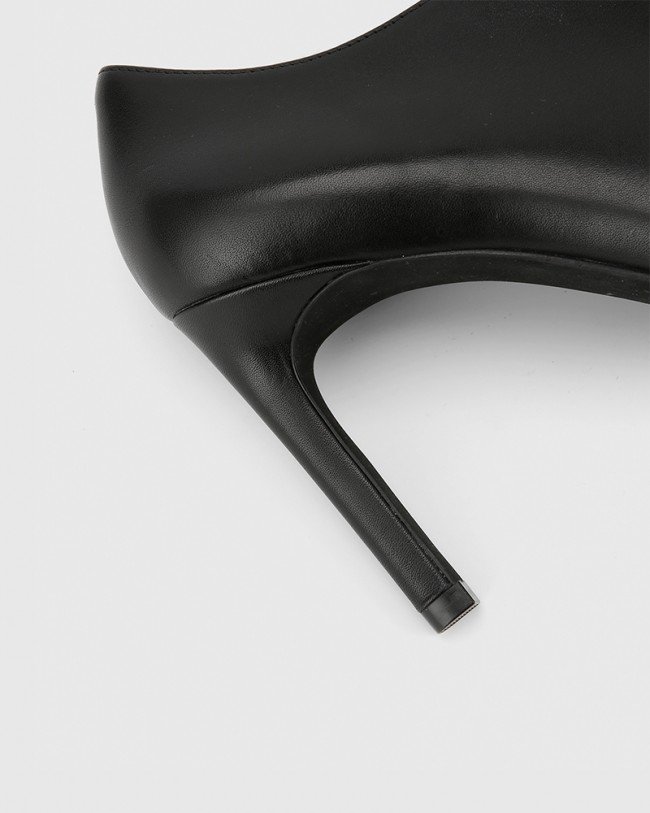 Wittner Haddison Black Leather Pointed Toe Stiletto Heel Bootie