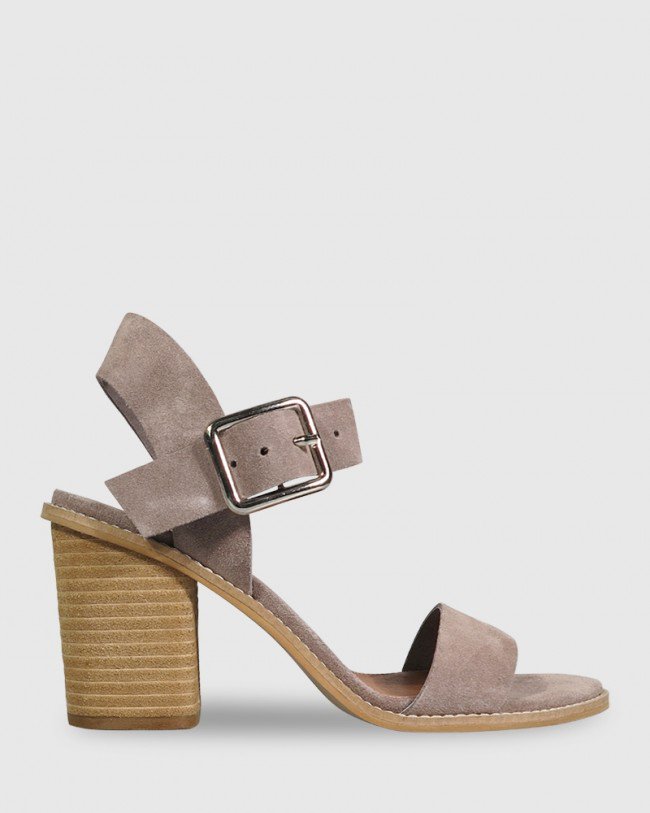 Wittner Fantine Stone Suede Block Heel Sandal