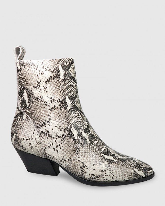 Wittner Kansas Snake Print Leather Western Style Ankle Boot