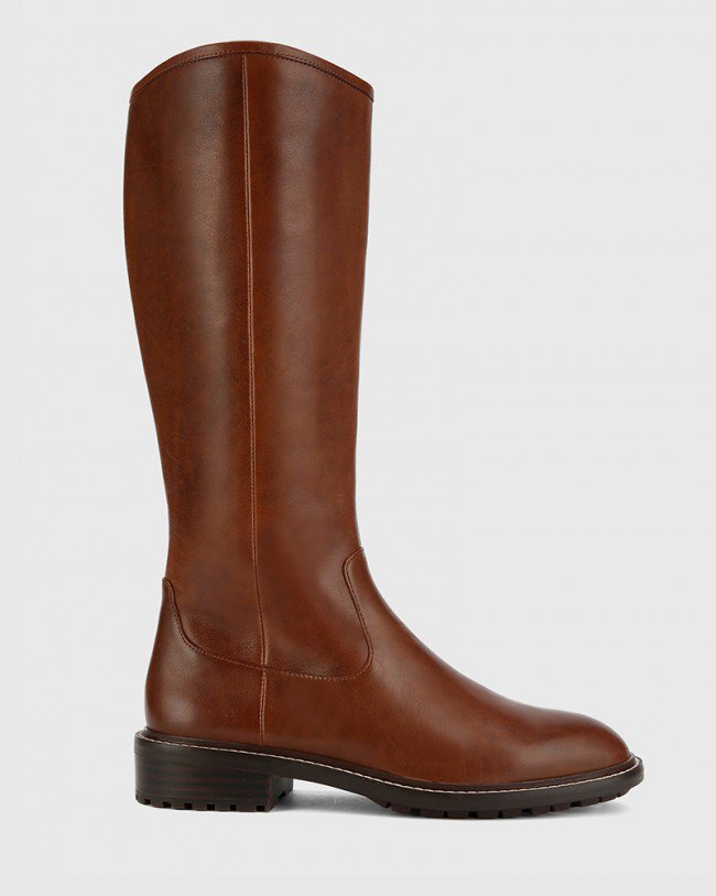 Wittner Denton Dark Brown Leather Round Toe Long Boot