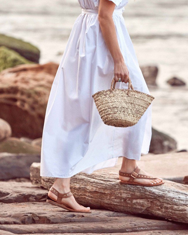 Wittner Flint Tan Leather Stud Flat Sandal