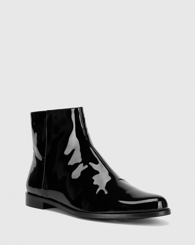 Wittner Brenson Black Patent Leather Low Ankle Boot