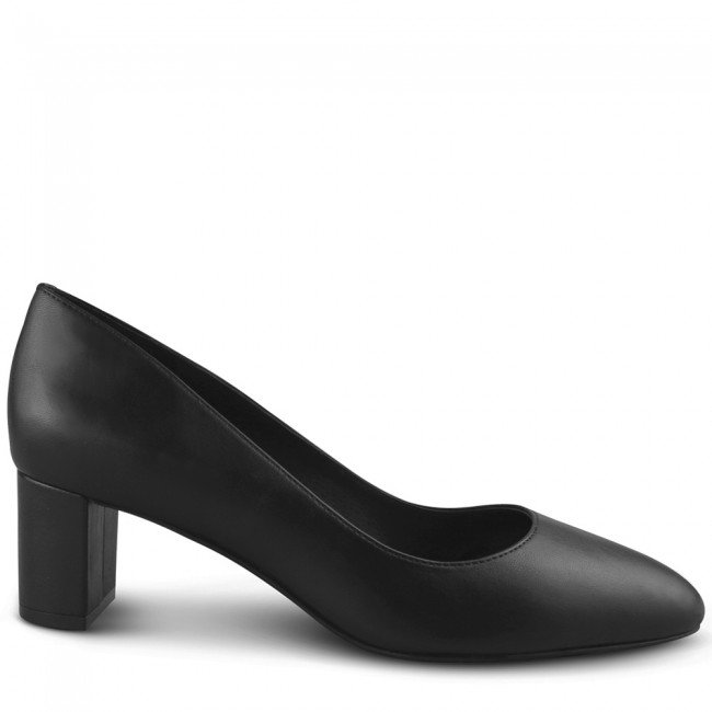 Wittner Monte Black Leather Round Toe Block Heel