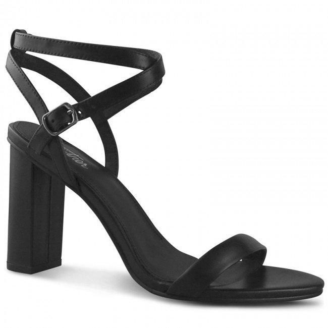 Wittner Raven Black Leather Open Toe Block Heel