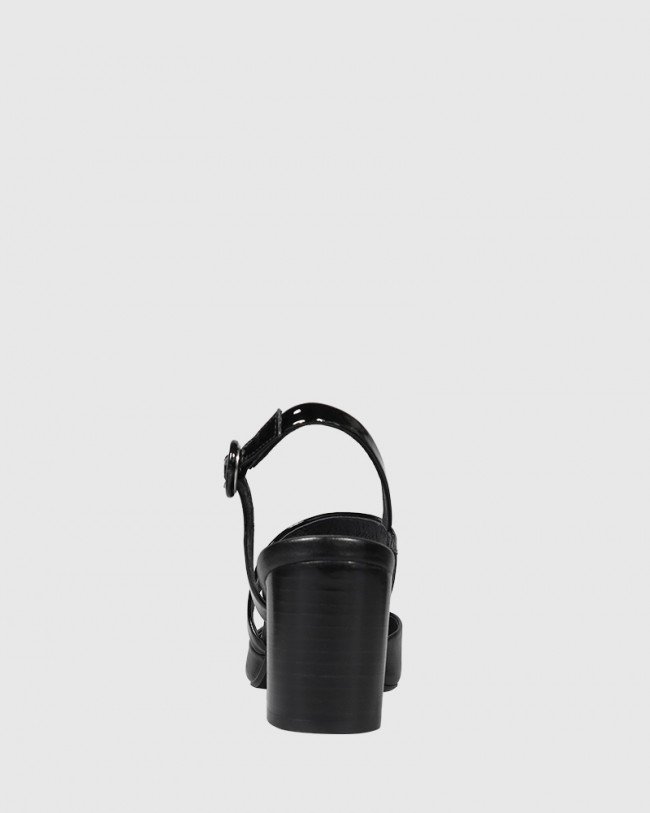 Wittner Devron Black Leather Pointed Toe Block Heel