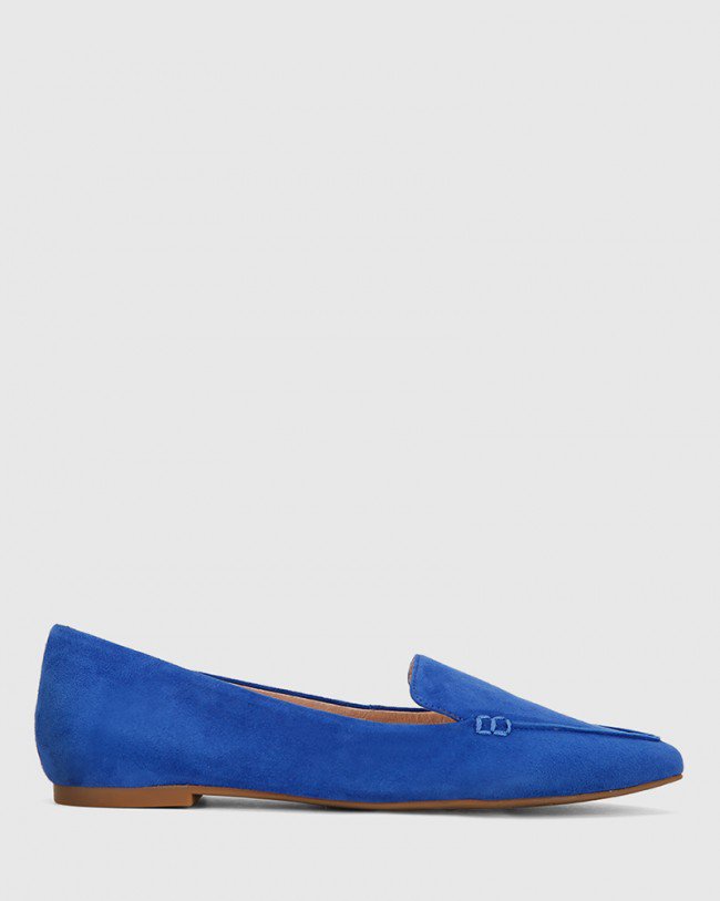 Wittner Packer Cobalt Blue Suede Leather Flat Point Toe