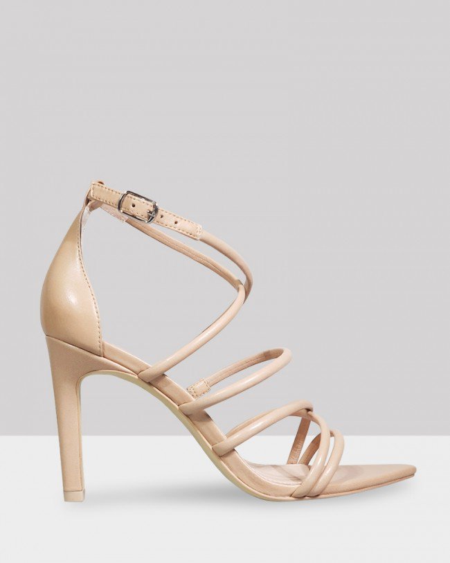 Wittner Reaghan Nude Leather Open Toe Stiletto Heel Sandal