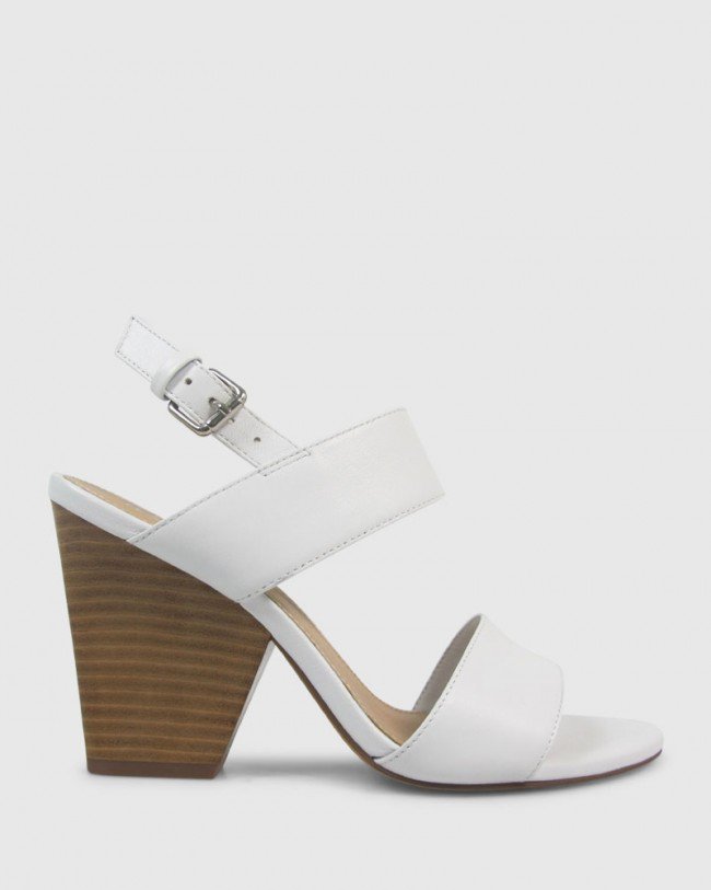 Wittner Robena White Leather Cone Heel Sandal