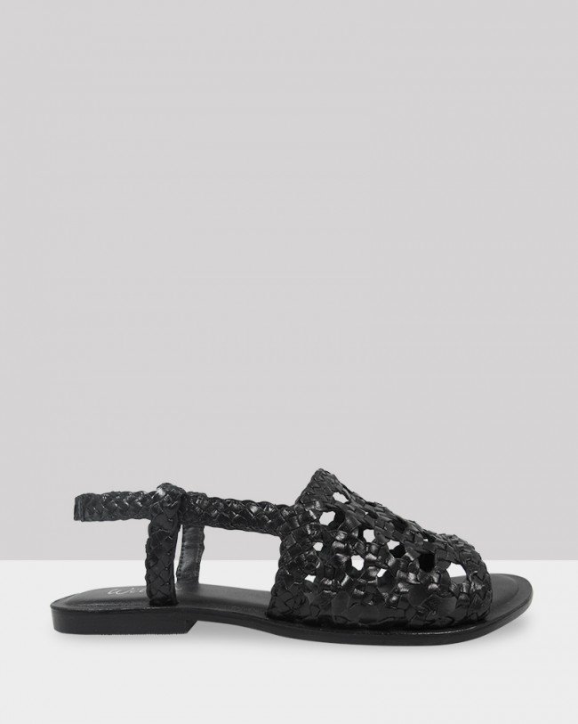 Wittner Izar Black Weave Flat Sandal