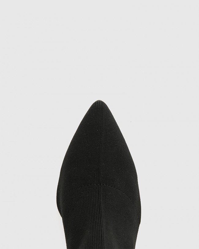 Wittner Honor Black Knit Stiletto Heel Ankle Boot