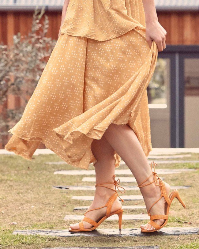 Wittner Ibitha Goldfish Yellow Weave Stiletto Heel Sandal