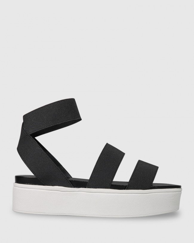 Wittner Jadine Black Elastic Flatform Sandal