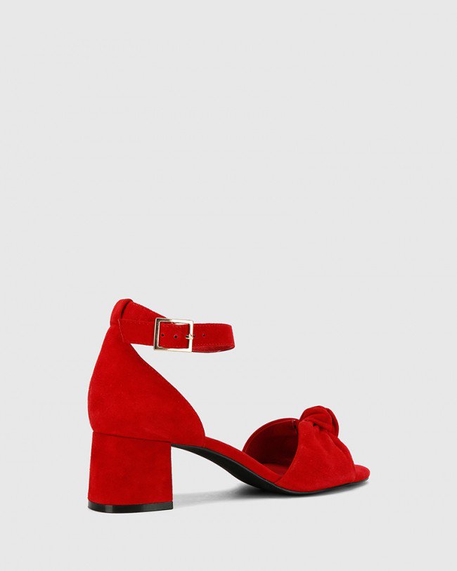 Wittner Isadore Red Suede Block Heel Sandal