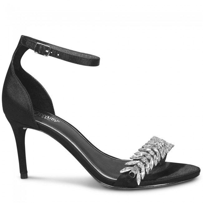 Wittner Indriana Black Satin Embelished Open Toe Stiletto Heel