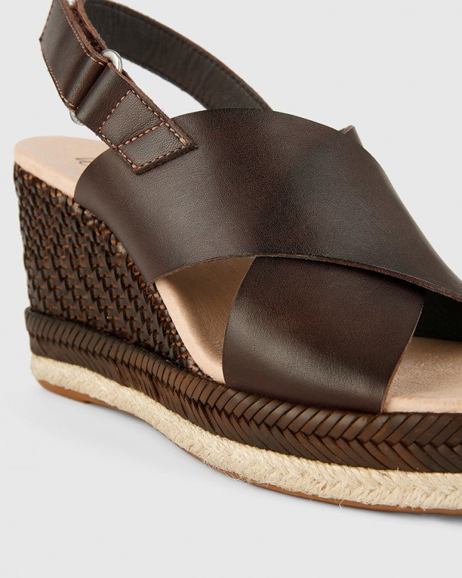 Wittner Violas Chocolate Brown Leather Slingback Wedge