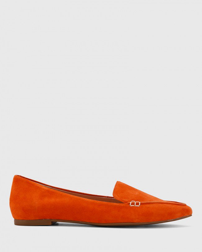Wittner Packer Burnt Orange Nubuck Leather Pointed Toe Flat