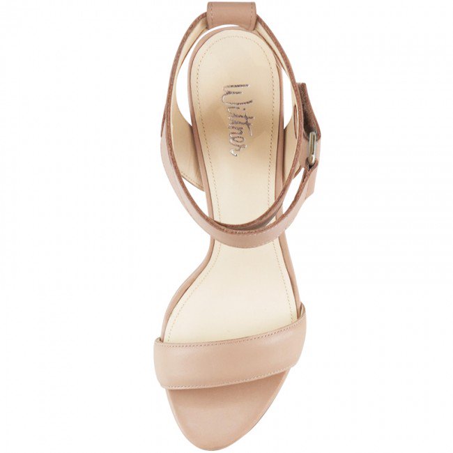 Wittner Ralexx Nude Leather Open Toe Block Heel
