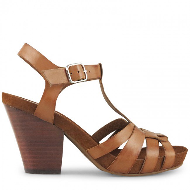 Wittner Carlino Tan Leather Block Heeled Sandal