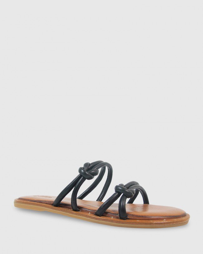 Wittner Kendrick Black Leather Flat Slide