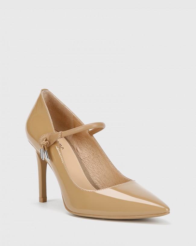 Wittner Hanner Taupe Patent &  Leather Stiletto Heel