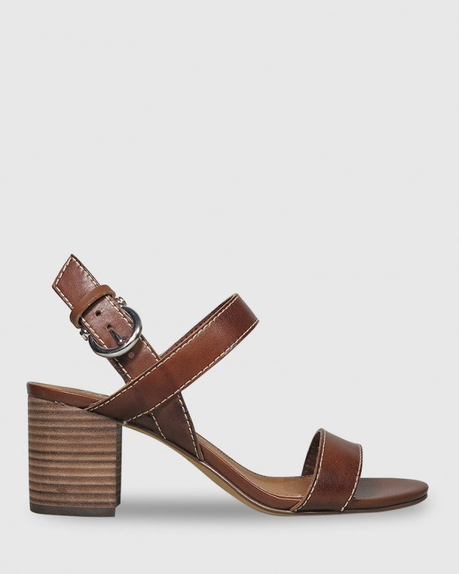 Wittner Neela Dark Brown Leather Contrast Stitch Sandal