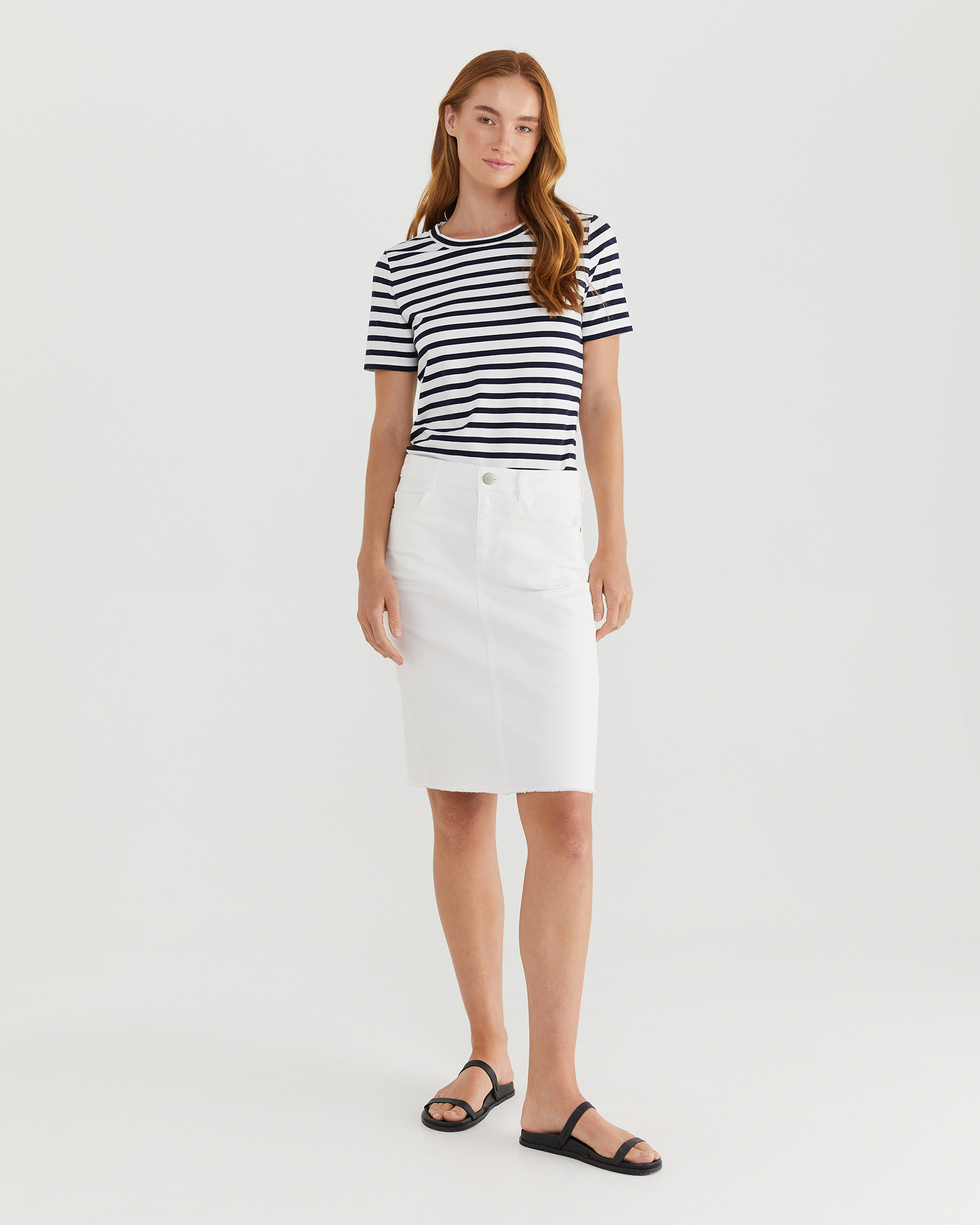 Brodie Frayed Hem Denim Skirt