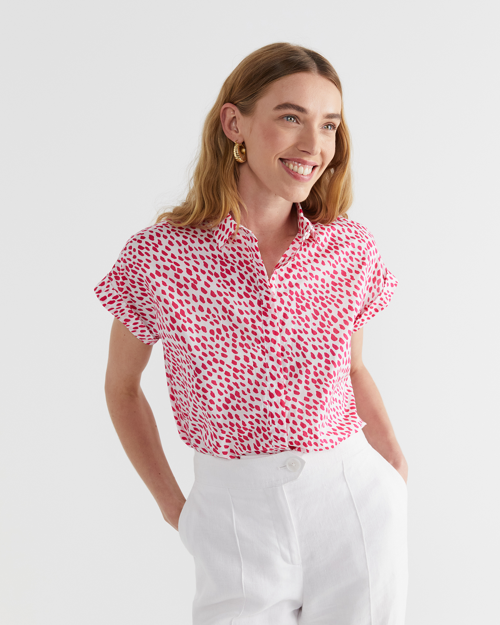 Dashed Lily Voile Short Sleeve Shirt