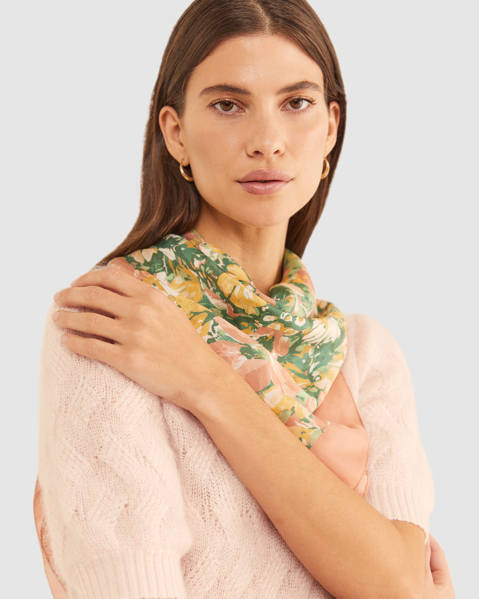 Flora Square Silk Scarf