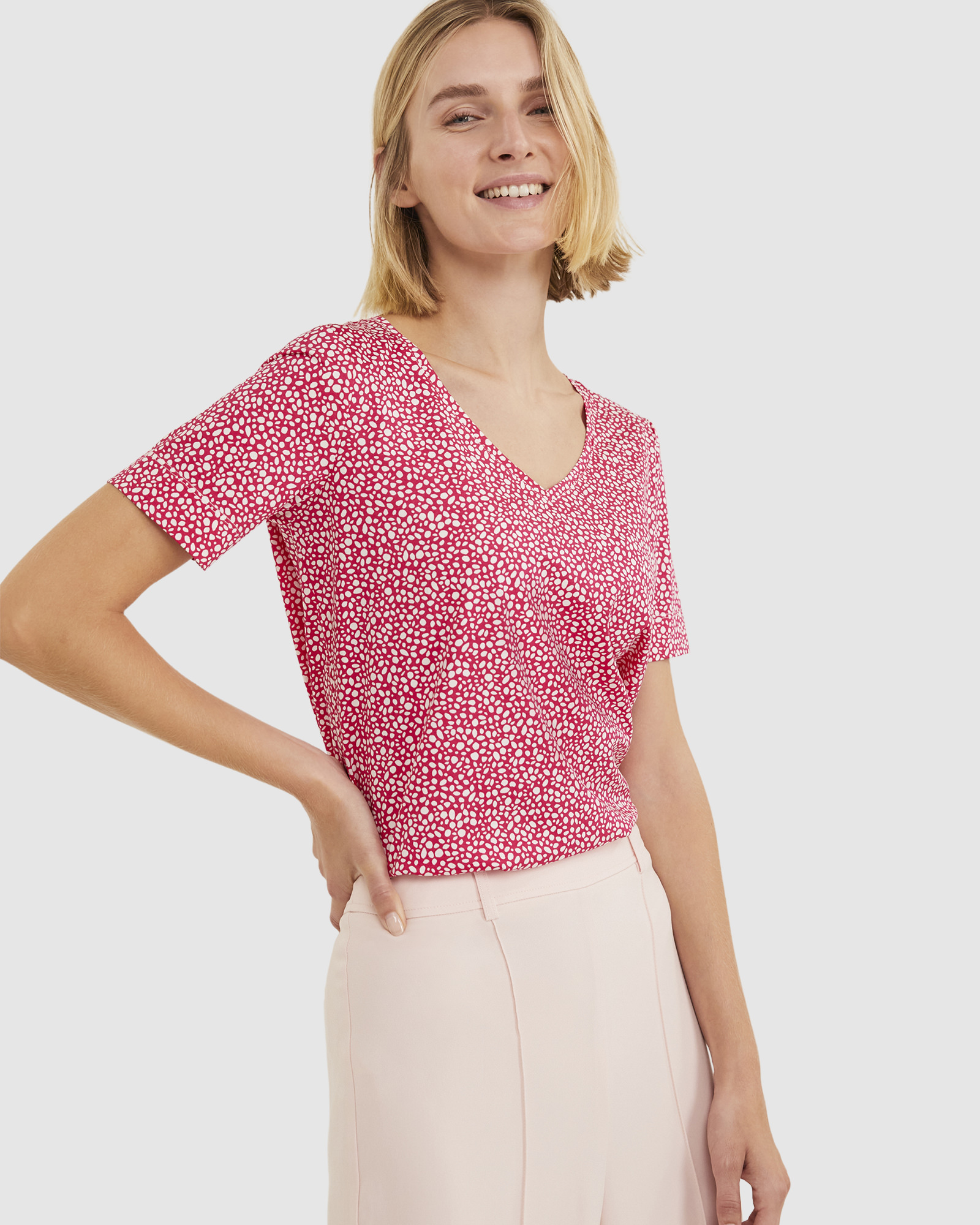 Spot V Neck Mercerised Tee