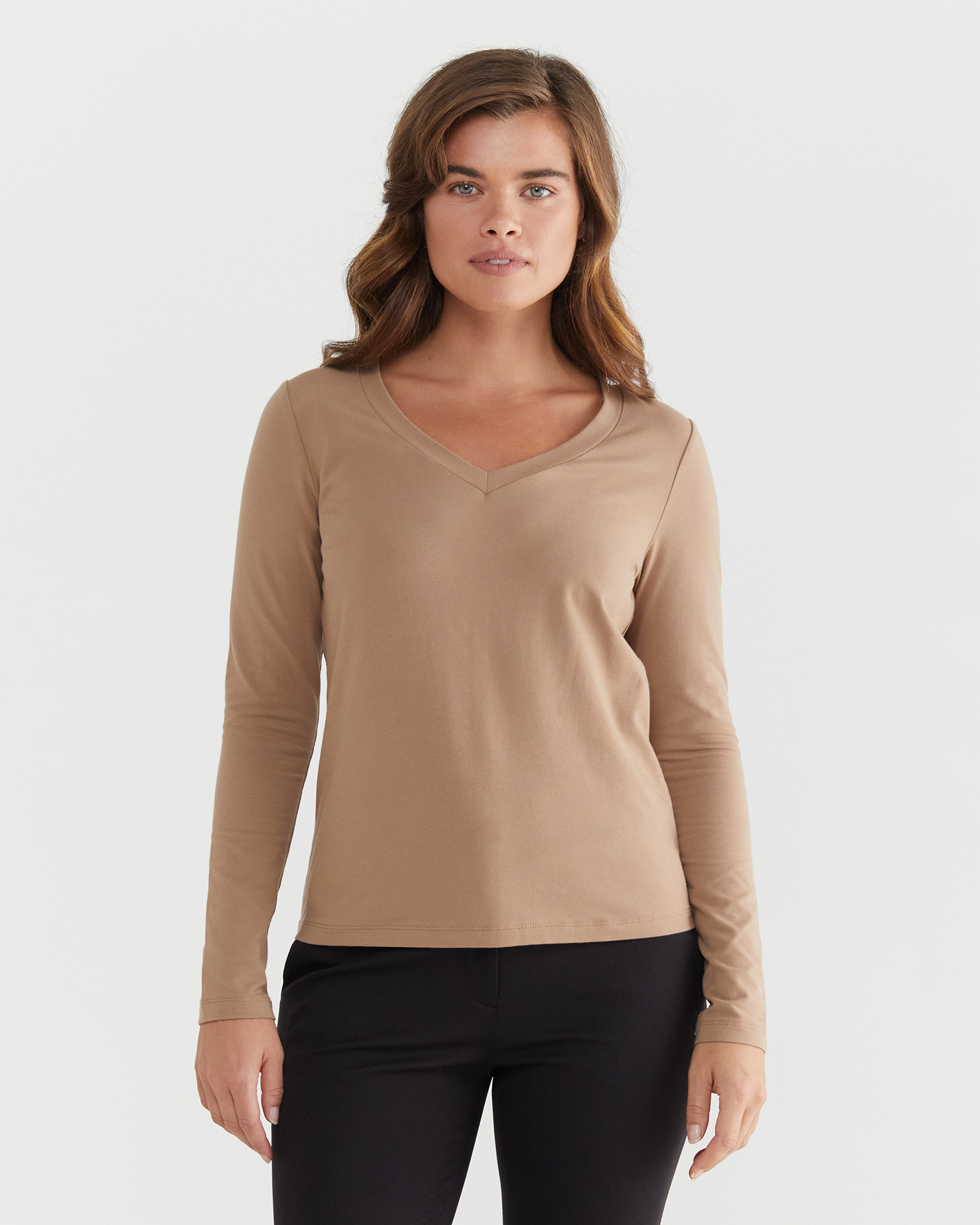 Perfect Organic V Neck Long Sleeve Tee