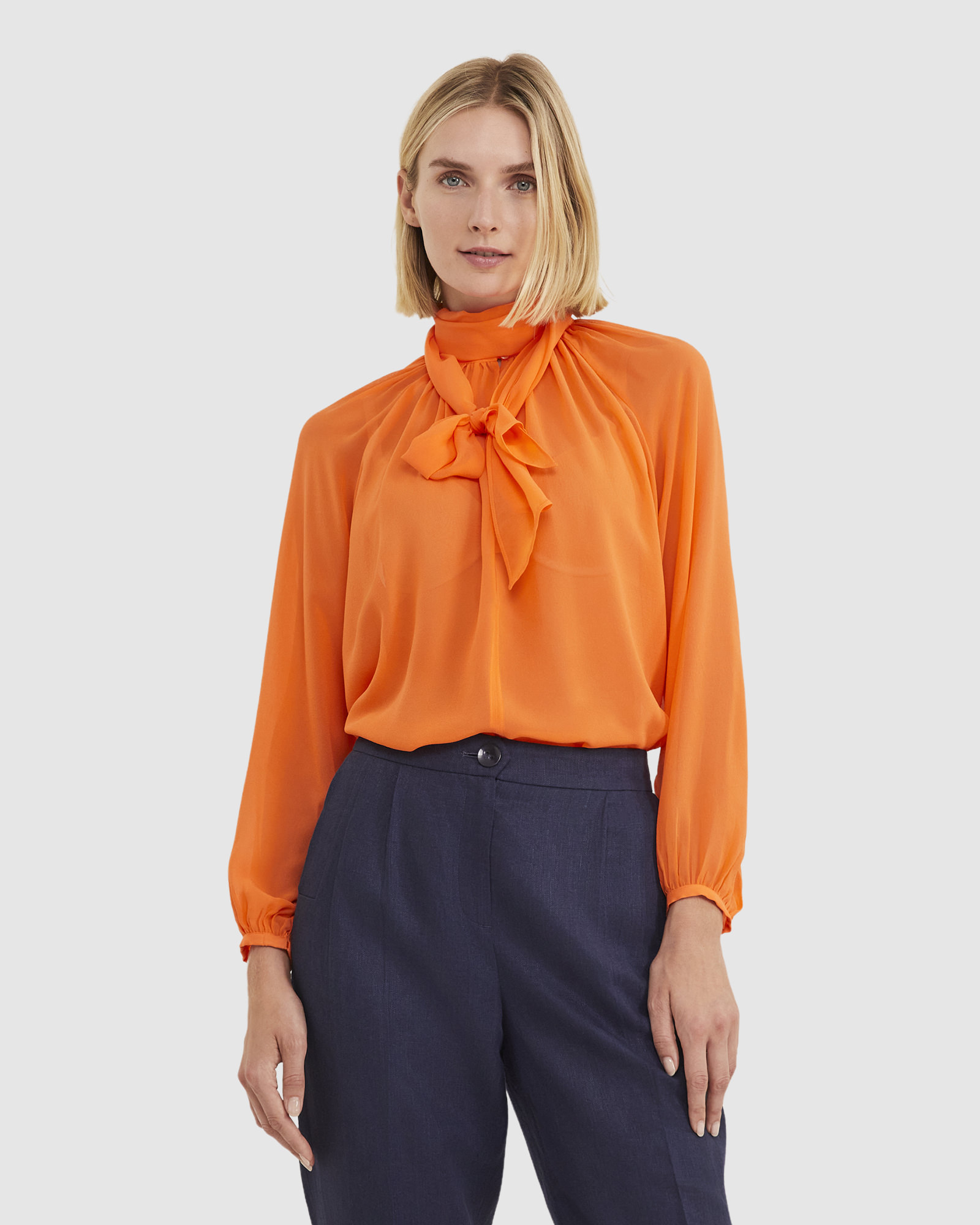 Adah Pussy Bow Silk Blouse