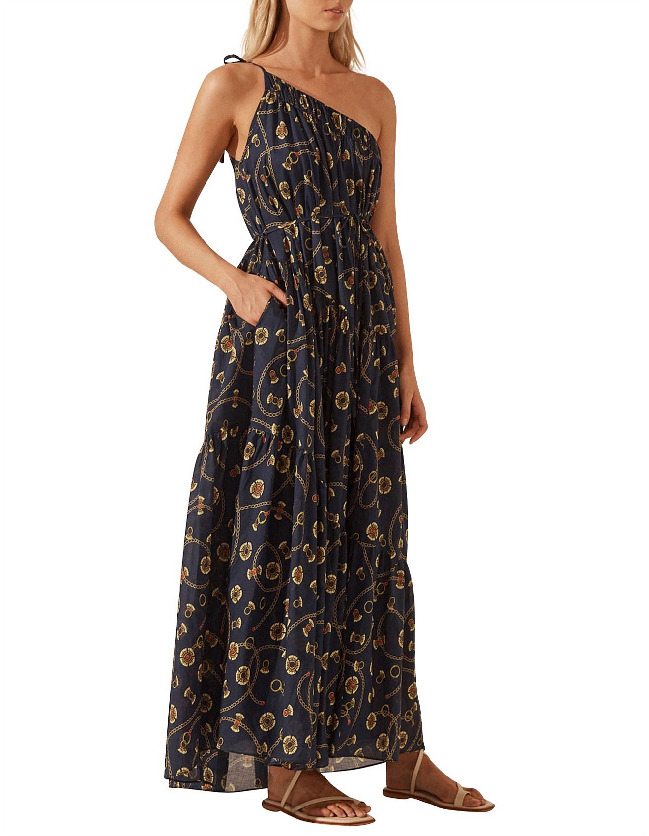 VACANCE ONE SHOULDER TIERED MAXI DRESS