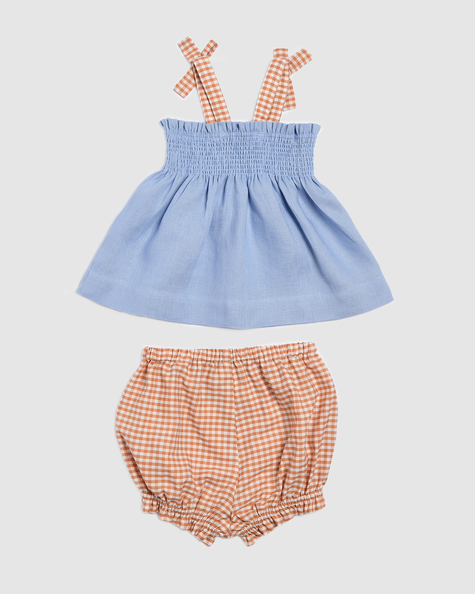 Layla Linen And Gingham Set