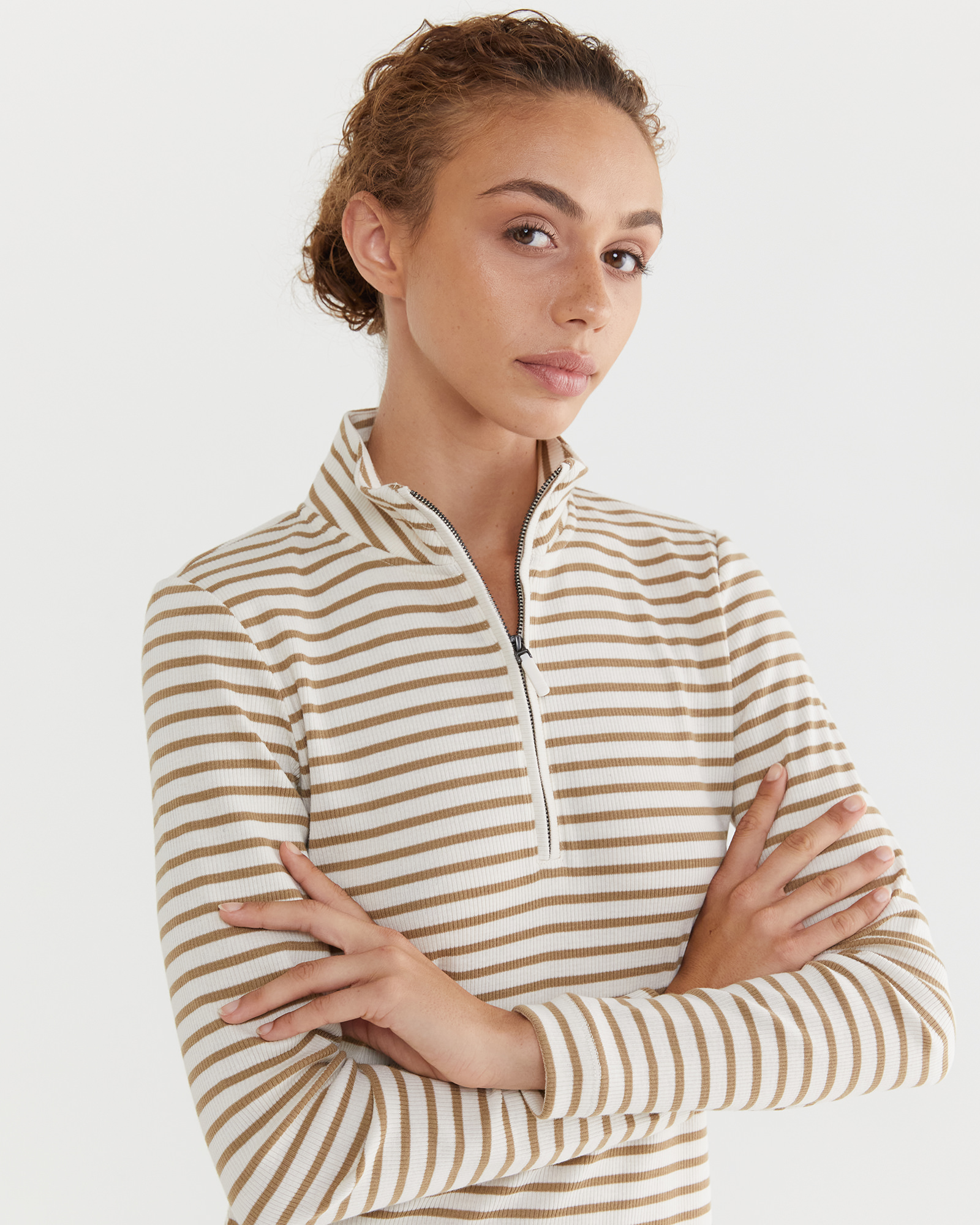 Lucia Stripe Funnel Neck