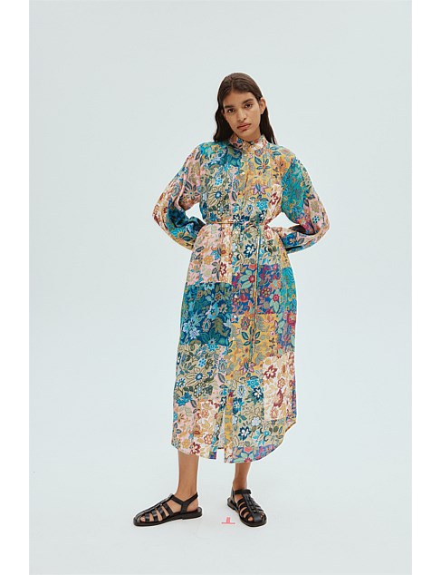 BELLA PATCHWORK SHIRTDRESS