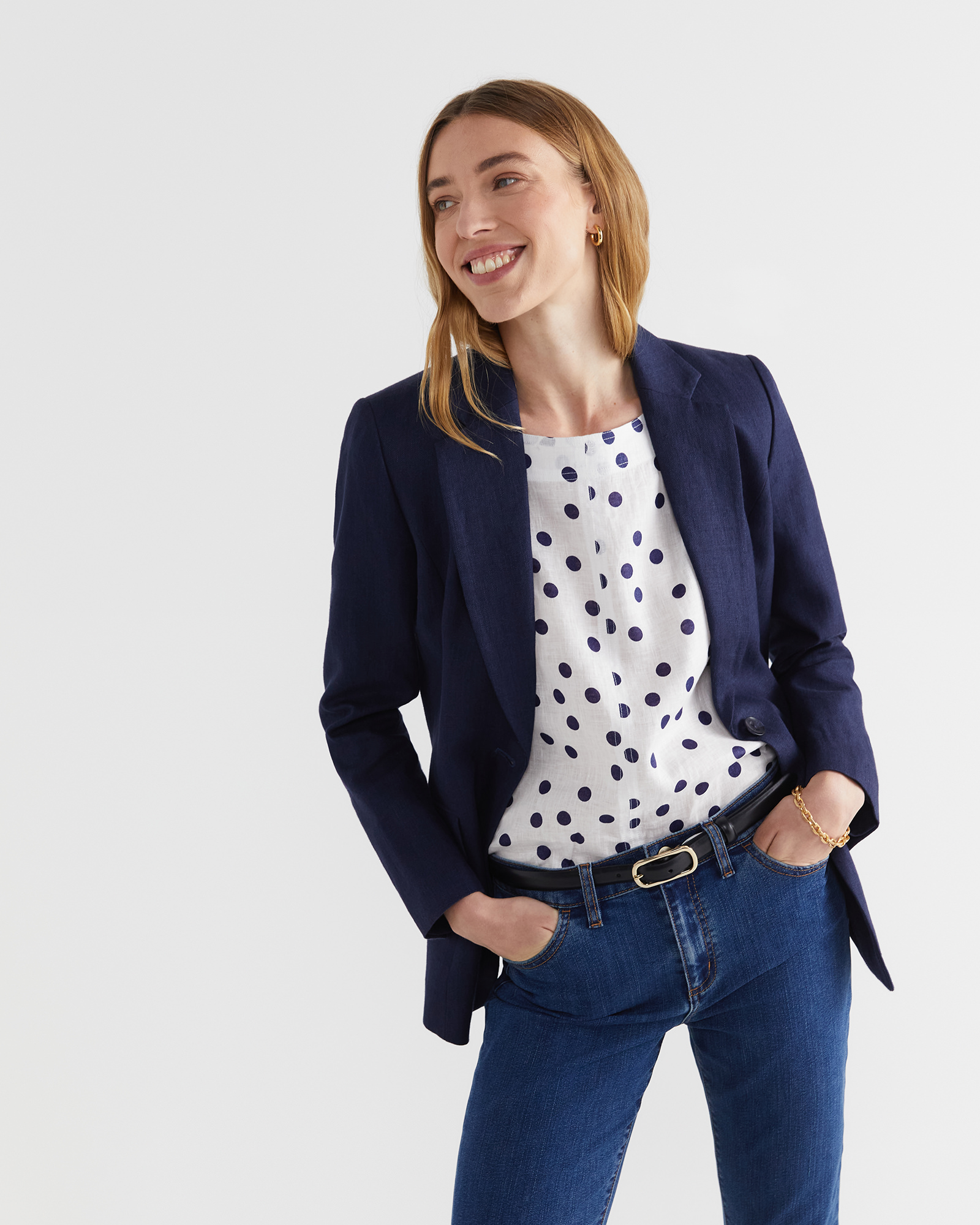 Allegra Spot Linen Top