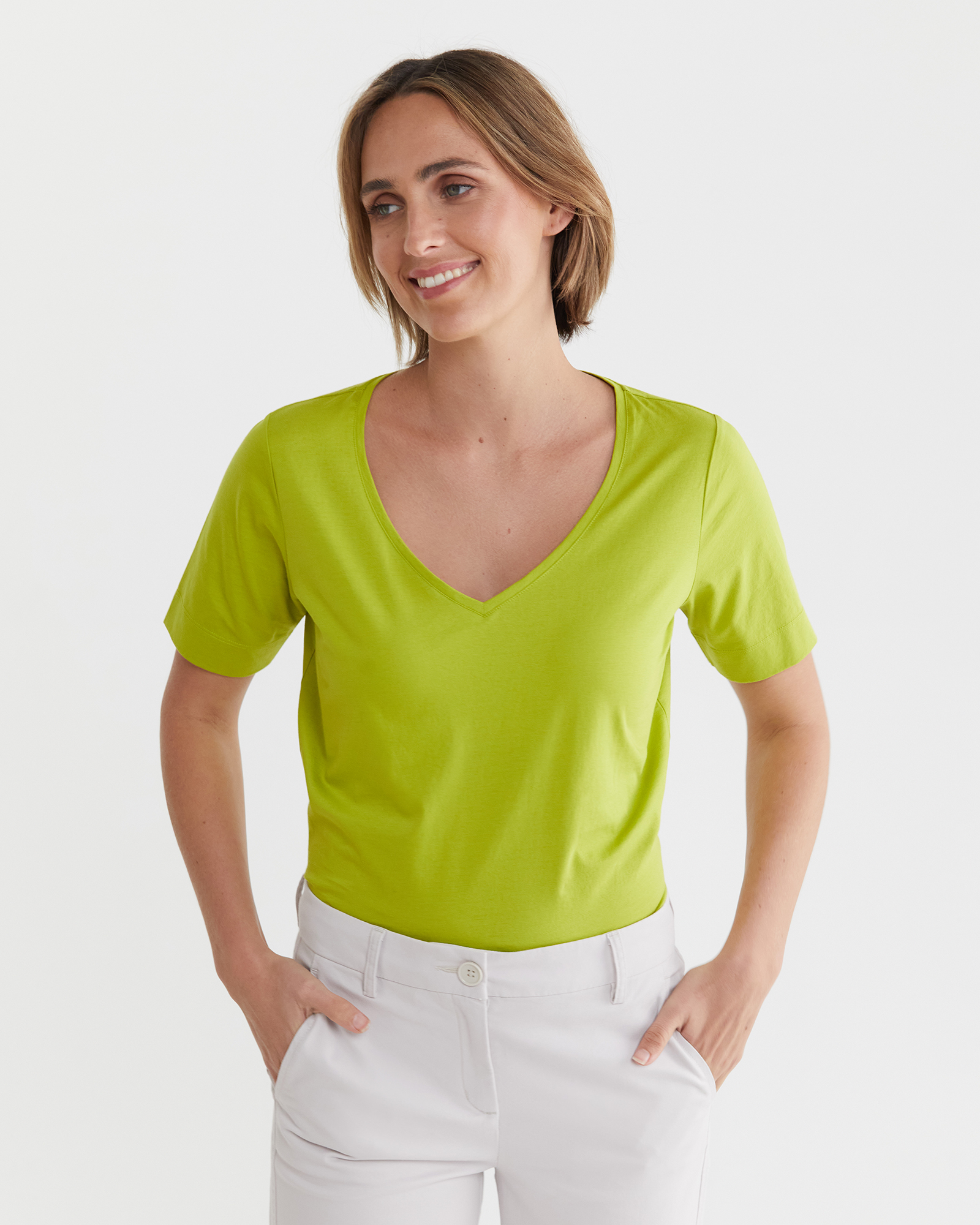 V Neck Mercerised Tee