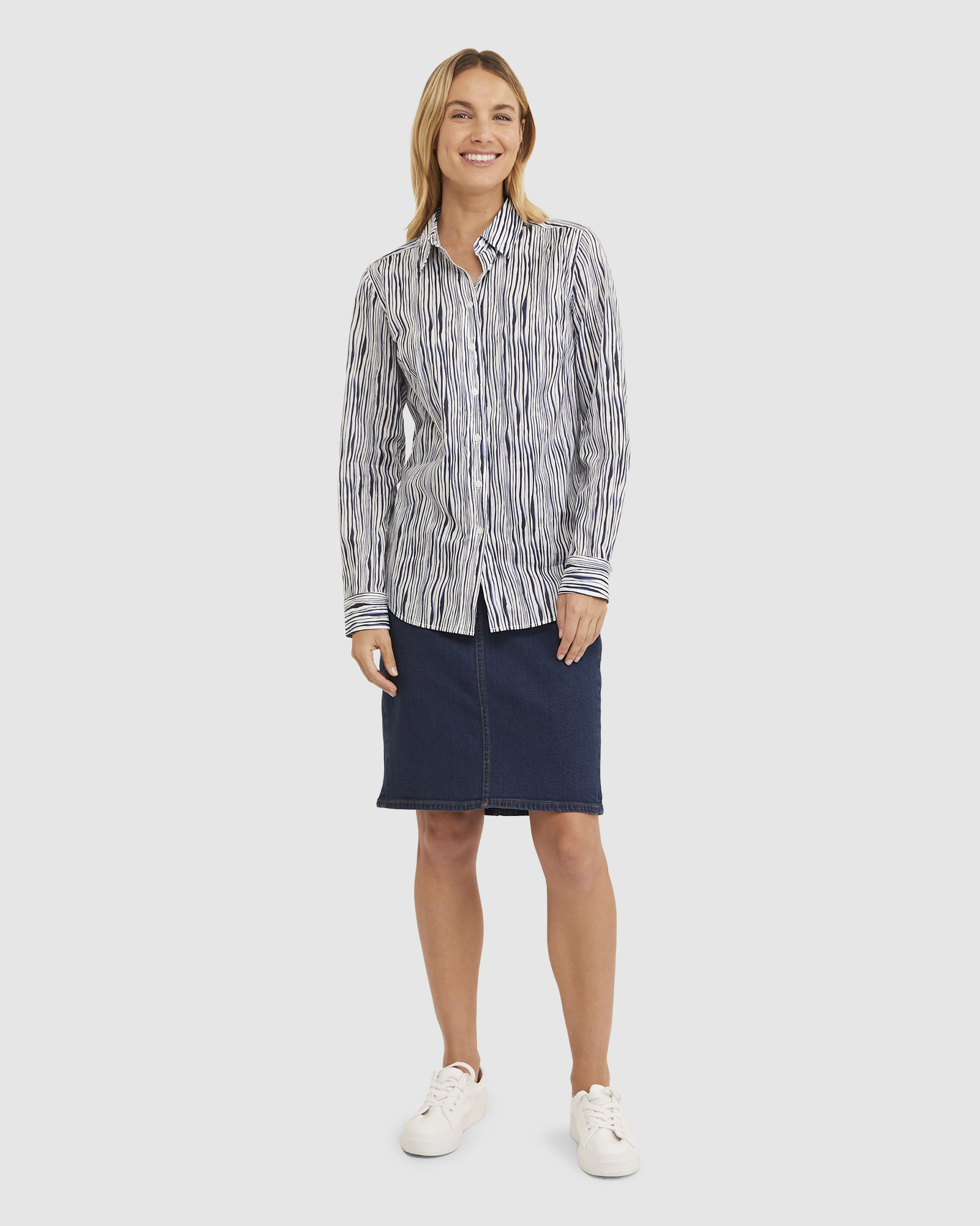 Paint Stripe Lily Voile Shirt