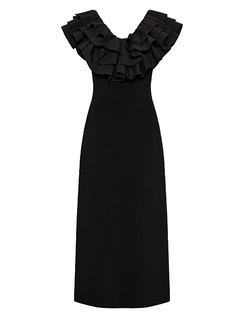 TRANSCENDENT RUFFLE MIDI DRESS