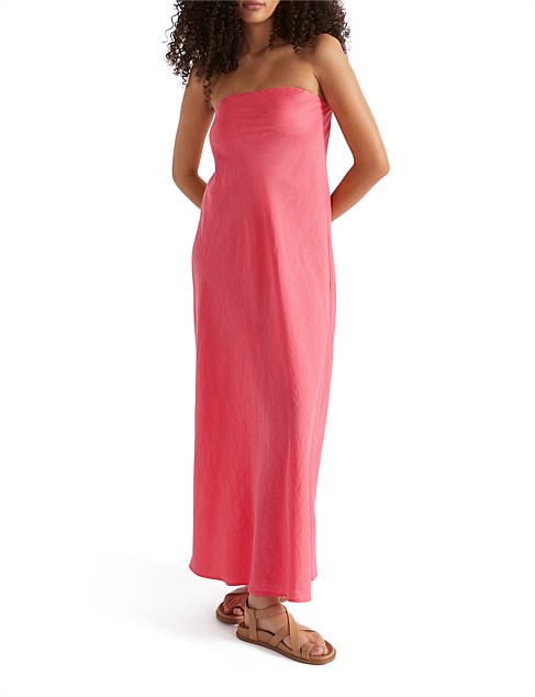 CORE LINEN STRAPLESS MAXI DRESS