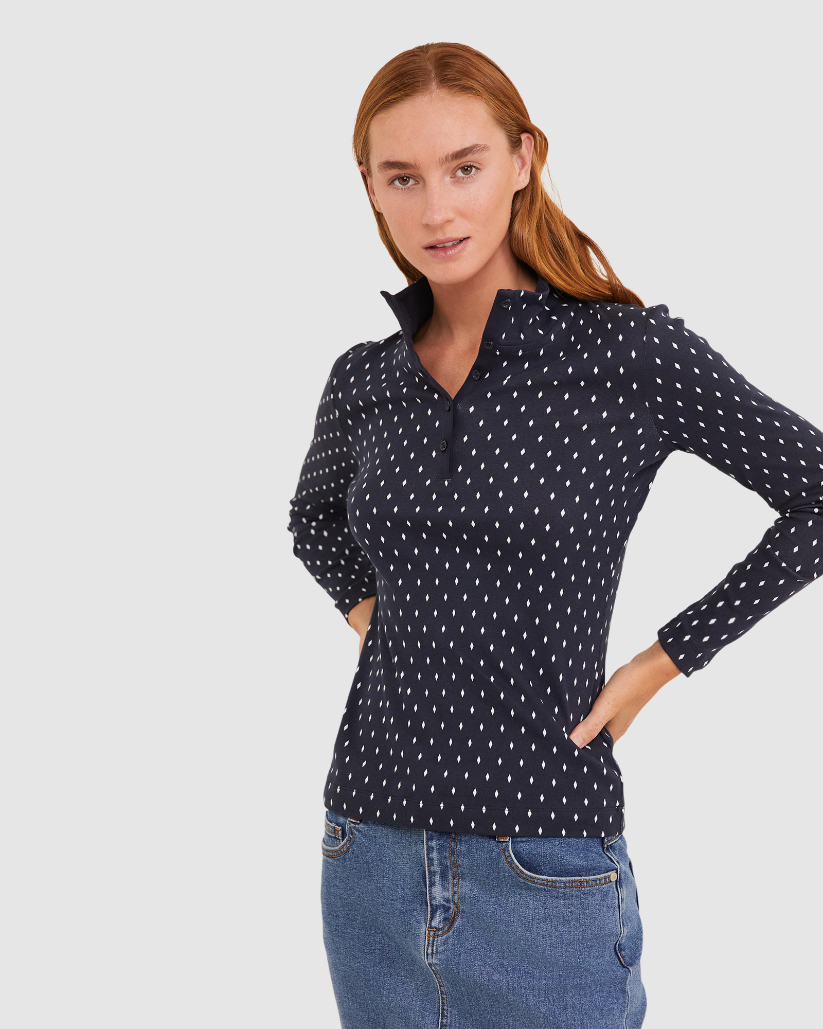 Lucy Diamond Funnel Neck Top