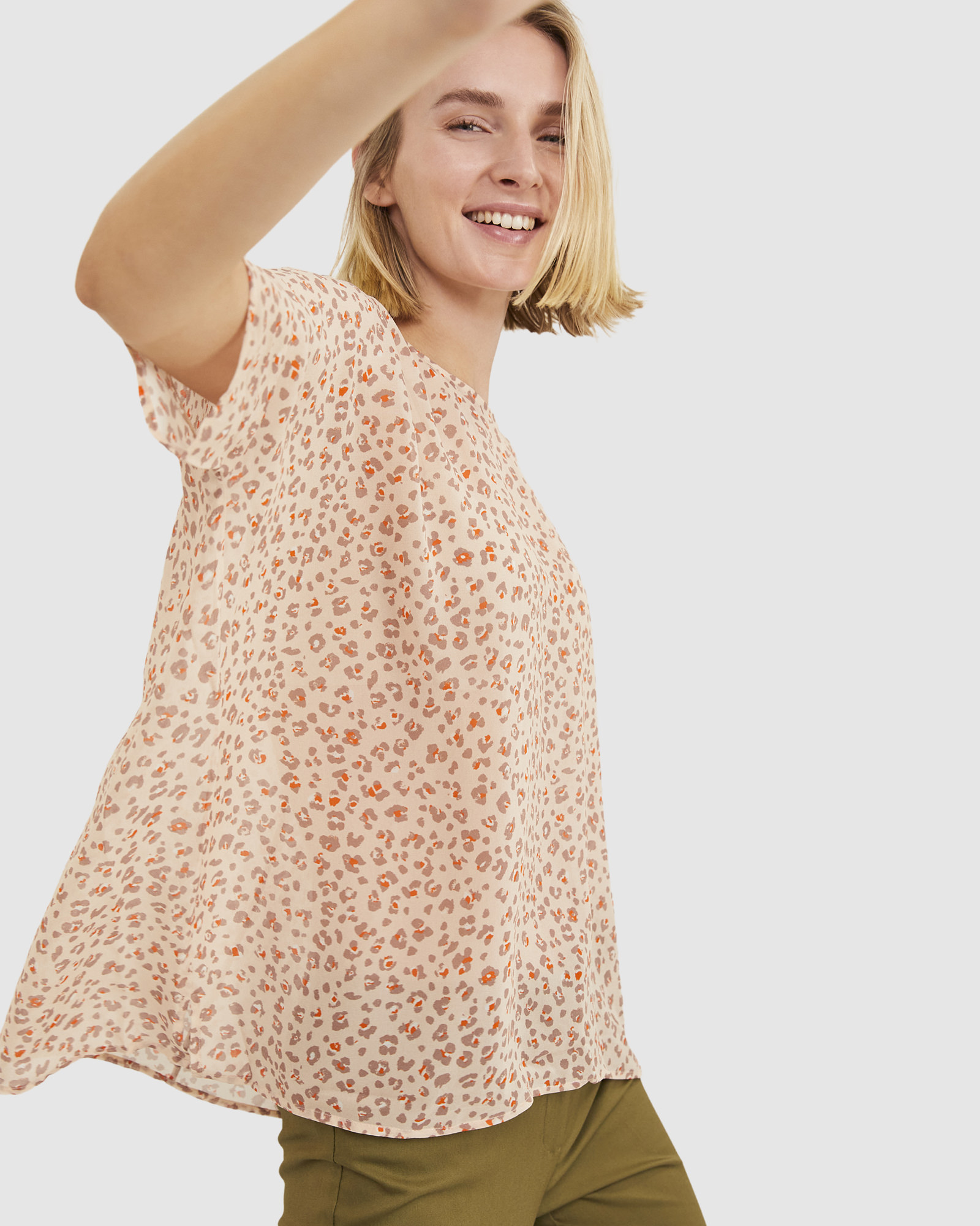 Animal Silk Chiffon Top