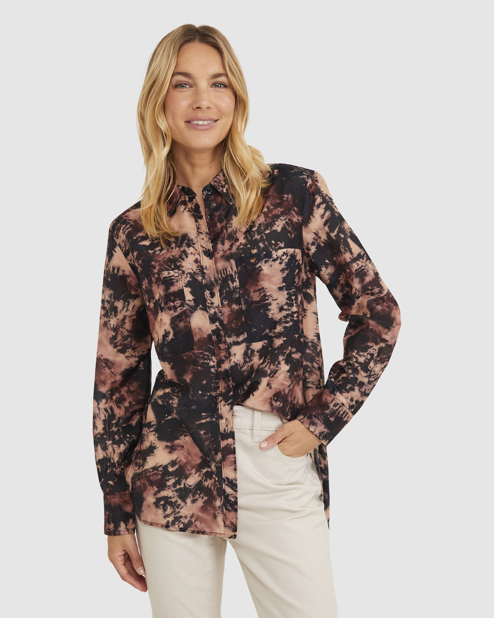 Wash Print Cotton Silk Shirt