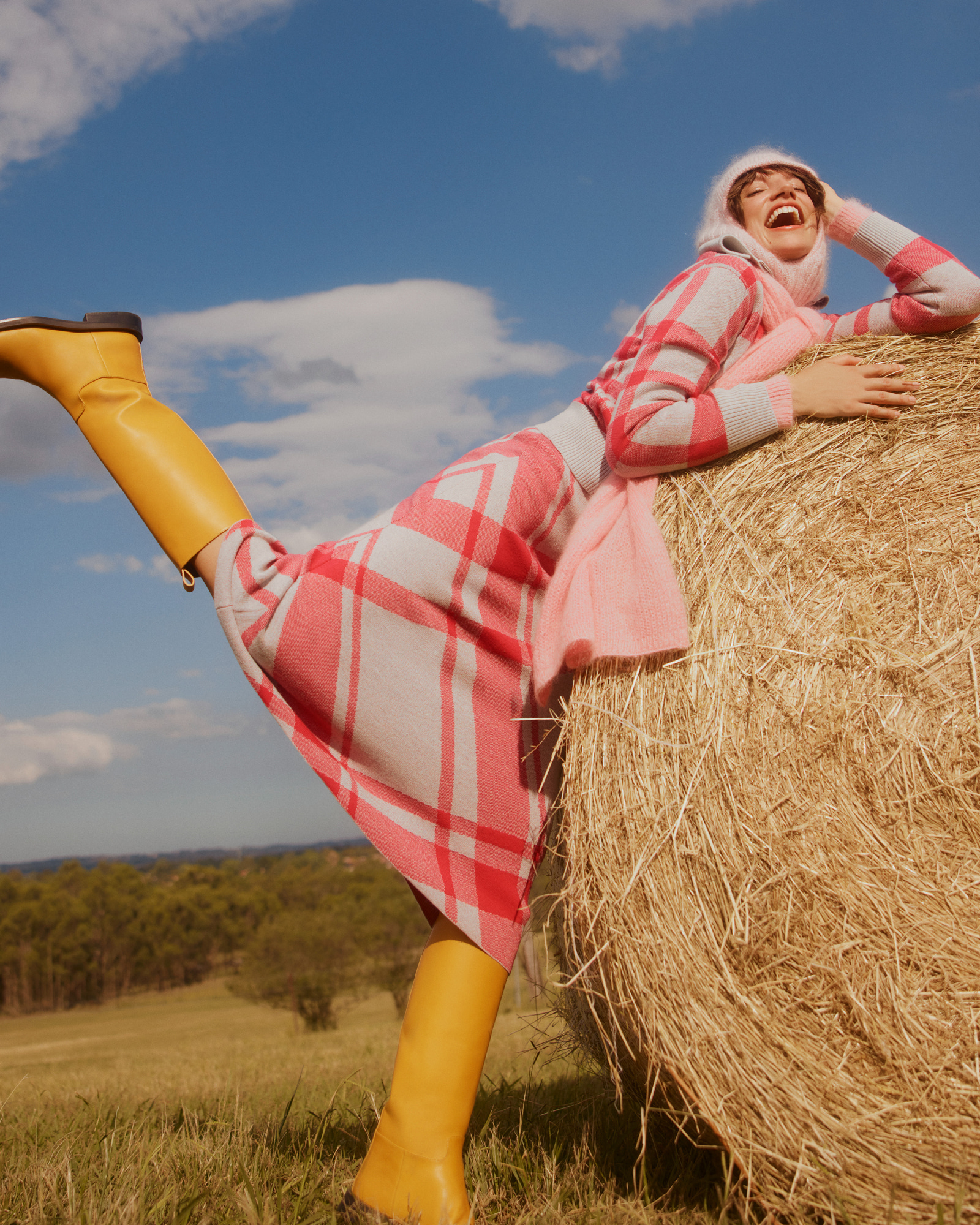 Merino Check Jacquard Skirt