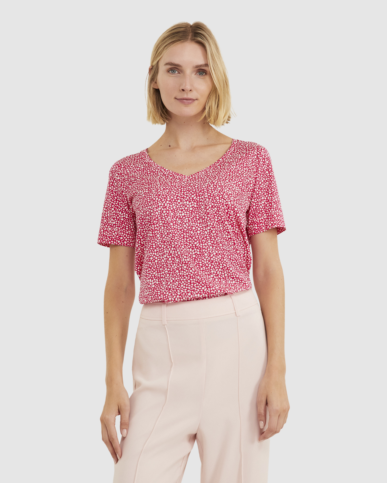 Spot V Neck Mercerised Tee