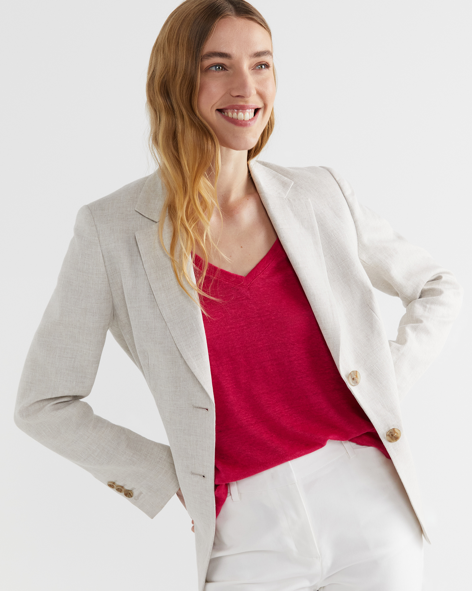 Tonia V Neck Linen Tee