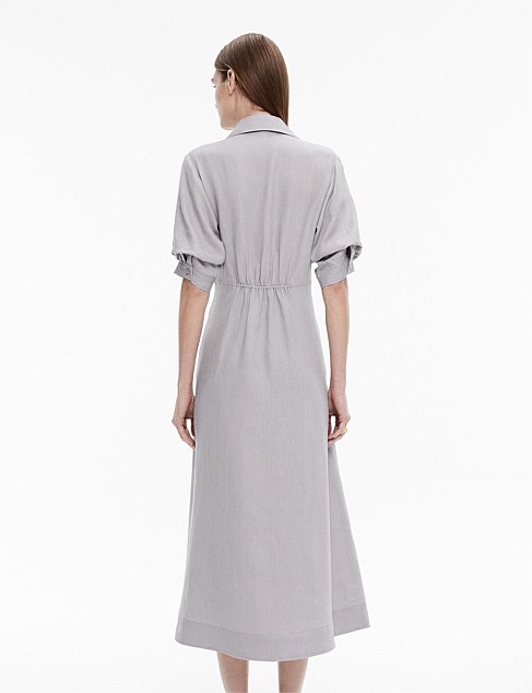 FRENCH LINEN DART MIDI DRESS