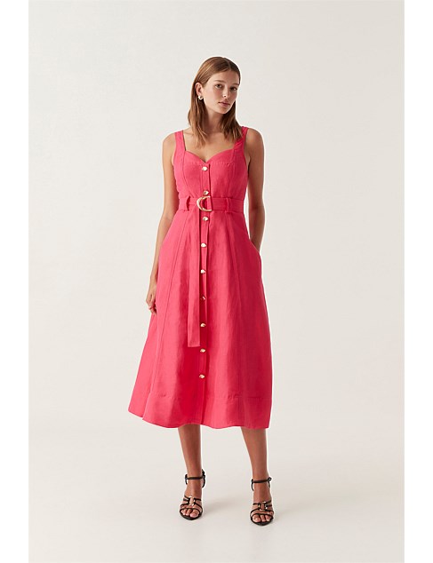 CLAY BELTED MIDI DRESS