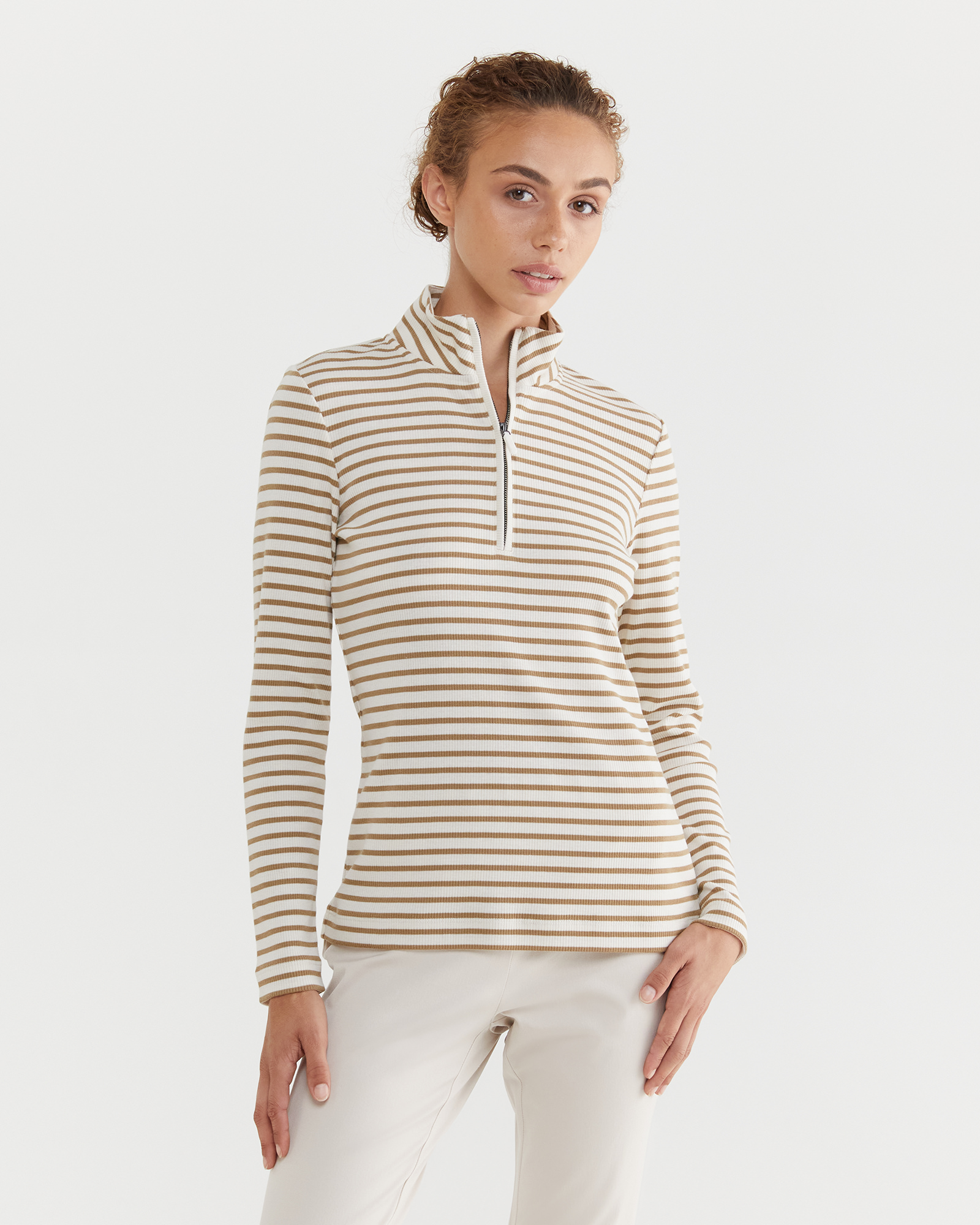 Lucia Stripe Funnel Neck