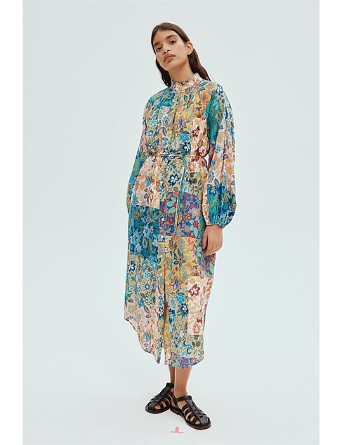 BELLA PATCHWORK SHIRTDRESS